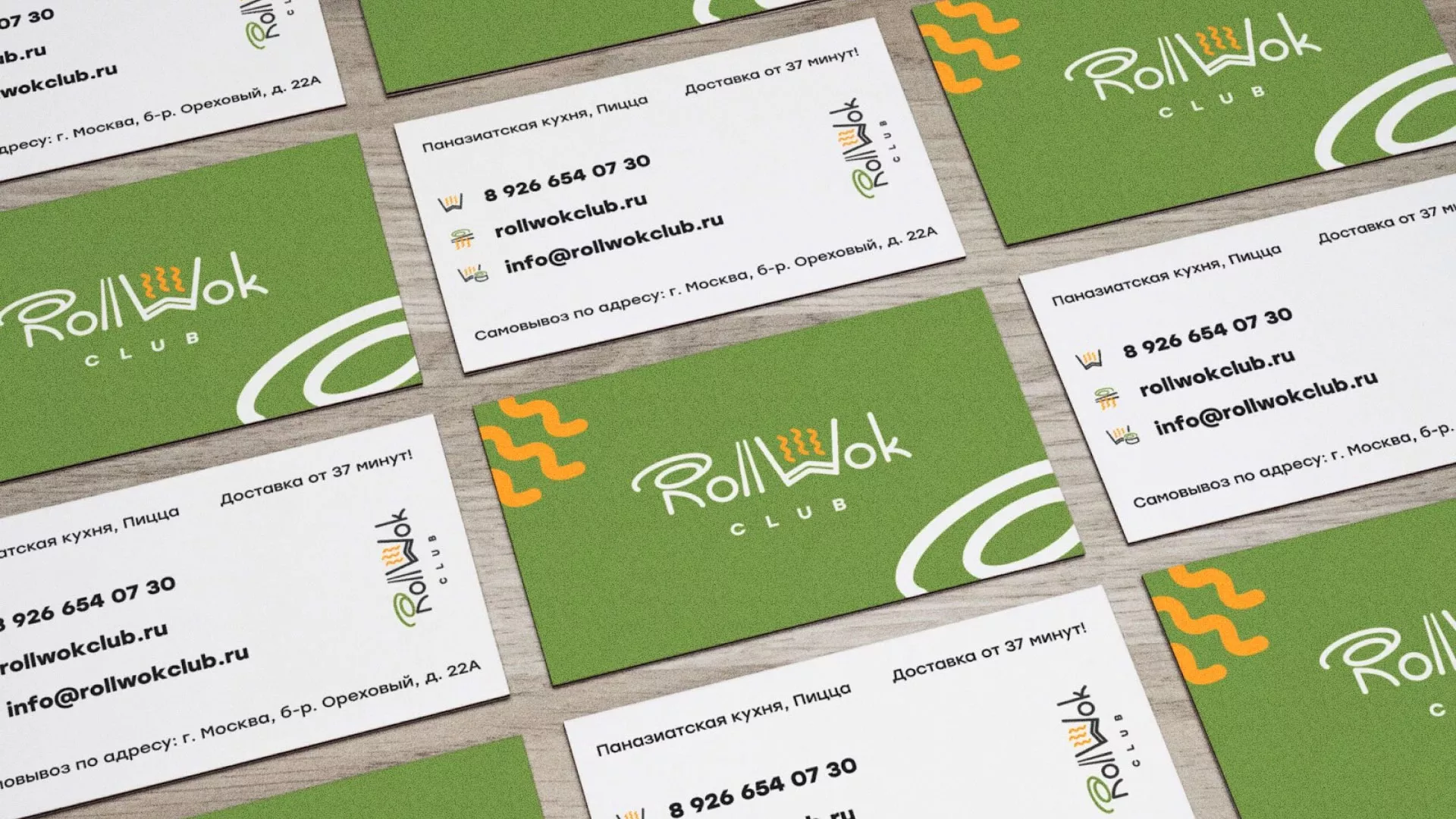 Разработка дизайна визиток суши-бара «Roll Wok Club» в Свирске